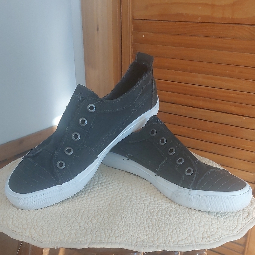 Women's Black Canvas Slip-On Sneakers